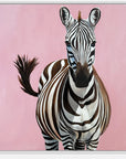Zebra painting on a pink background