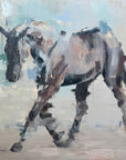 Abstract painting of a horse on a light background
