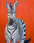 Zebra painting on an orange background