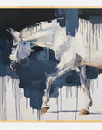 Abstract painting of a grey horse with black and white strokes