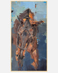 Artistic depiction of a horse's head with abstract background