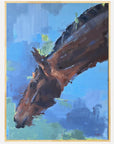 Painting of a horse with a blue sky background
