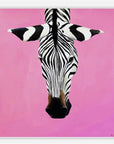 Zebra head on a pink background