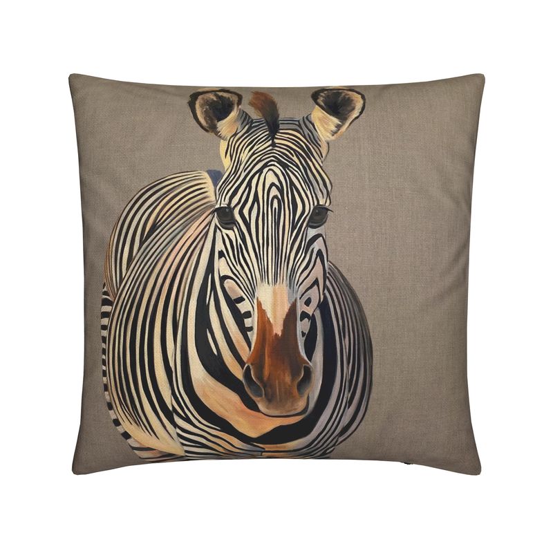 Pillow with a zebra design on a brown background