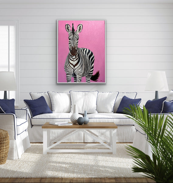 Pink Swish | Zebra Artwork Print by Weatherly Stroh